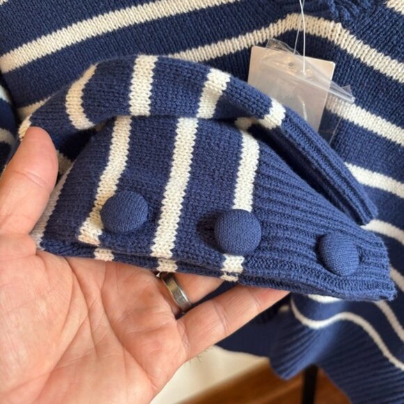 XOKR Kerri Rosenthal Sweater Women’s S Striped V Neck Embroidered Graphic NWT - Picture 6 of 9